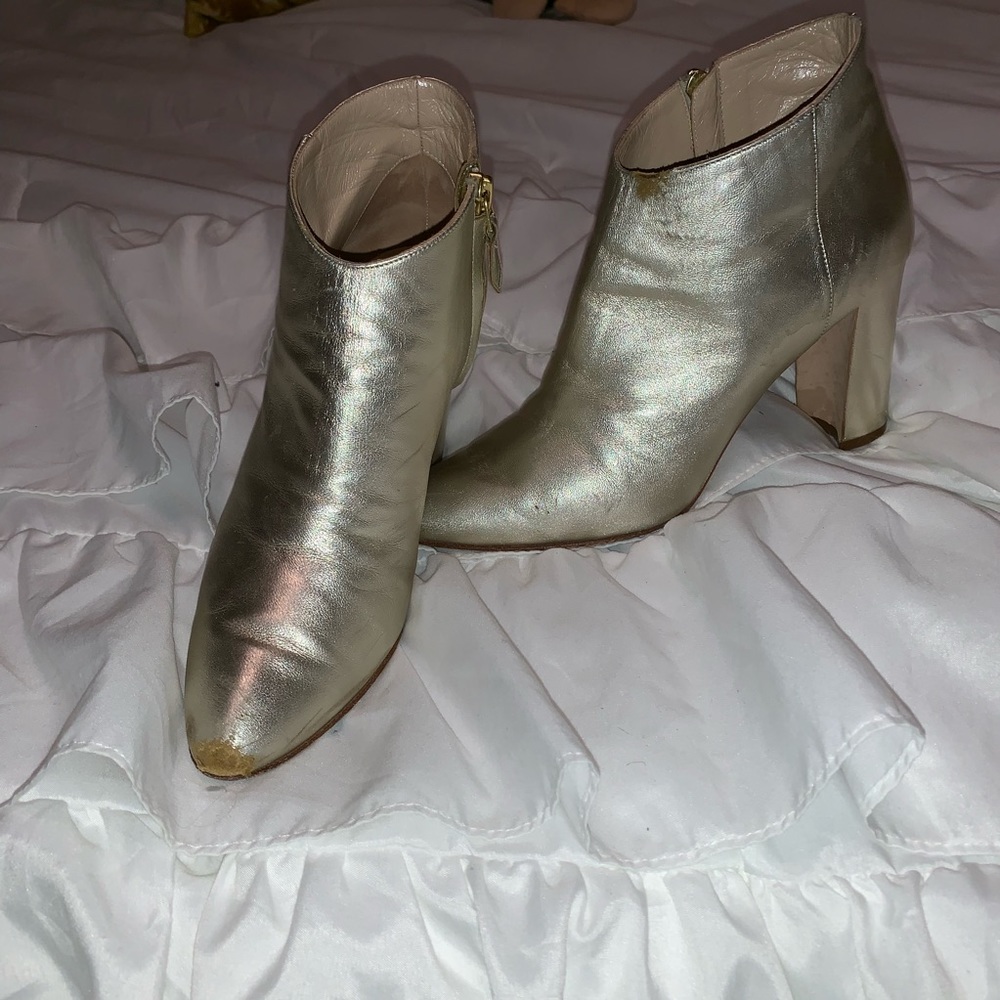 Manolo Blahnik Brusta Platinum Gold Booties - Picture 2 of 8